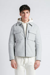 GIUBBOTTO COLLO CAMICIA IN PANNO GRIGIO CHIARO